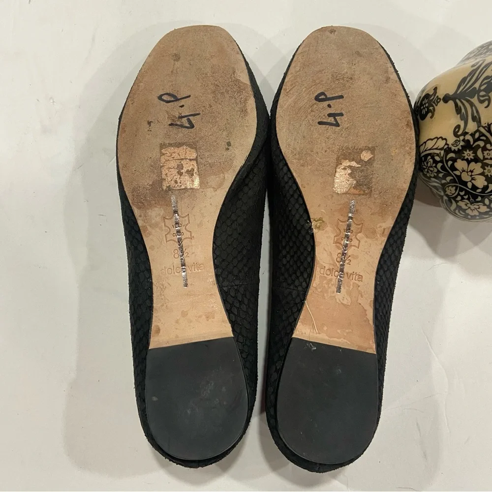 Dolce‎ Vita Narika Leather Smoking Loafers Black Flats Shoes Women's Size 8.5M